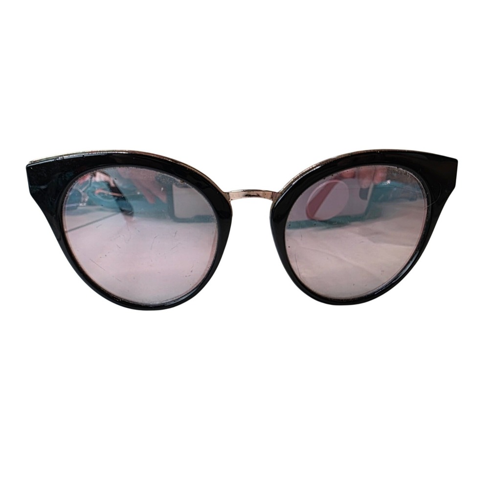 BCBGeneration BG3011 Cat Eye Sunglasses Black Rose Gold Pink Mirror Lens D1